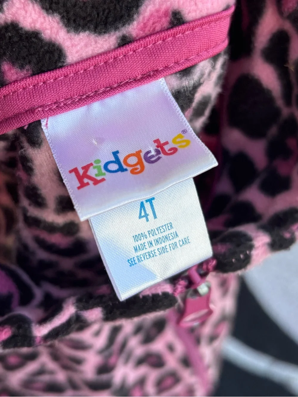 VINTAGE Y2K KIDGETS PINK LEOPARD PRINT FLEECE ZIP UP VEST SIZE 4T